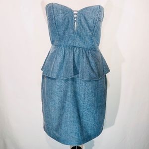 Strapless Denim Peplum Dress (M)
